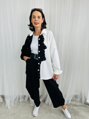 Lorenzo top/jacket in  Cream  and black