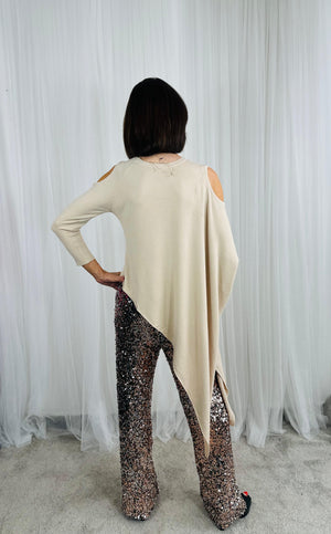 Vita asymmetric knitwear in beige