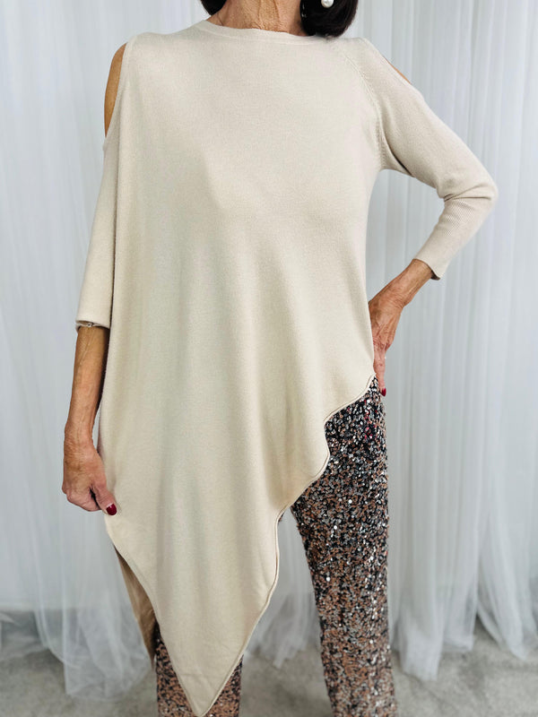 Vita asymmetric knitwear in beige