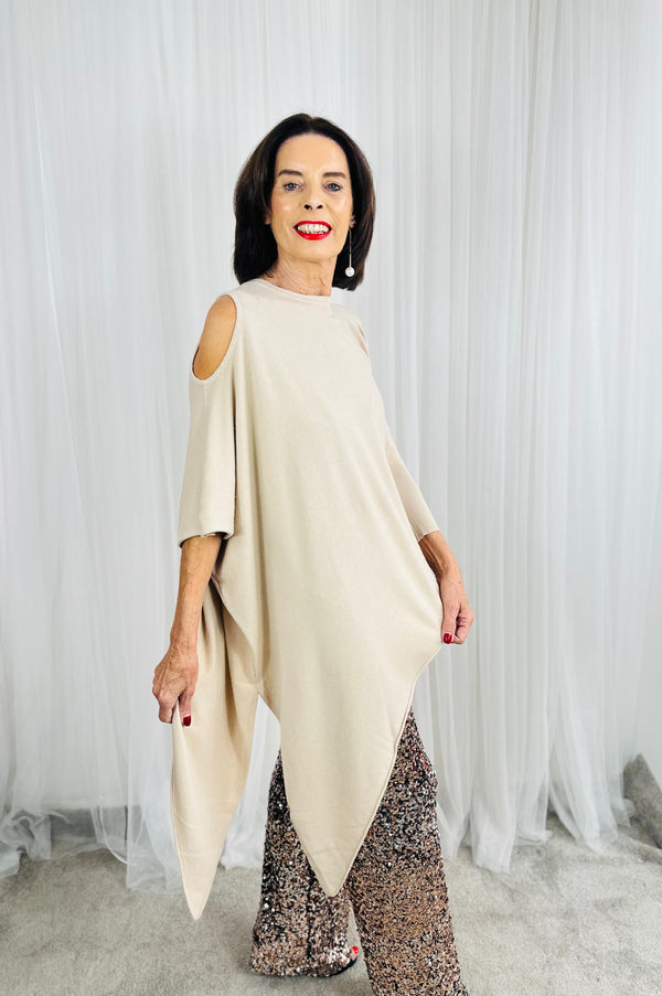 Vita asymmetric knitwear in beige