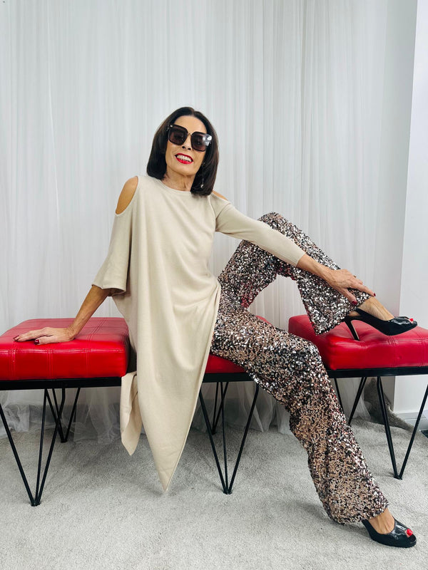 Vita asymmetric knitwear in beige