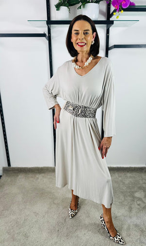 Edge belt in beige leopard print