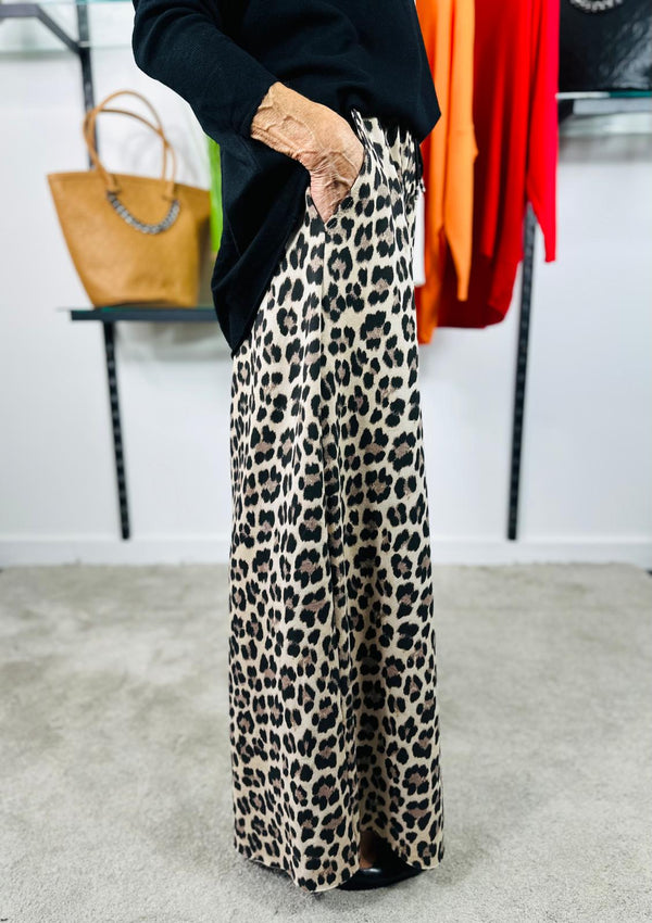 Milan Palazzo Trousers in leopard print