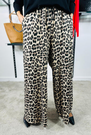 Milan Palazzo Trousers in leopard print