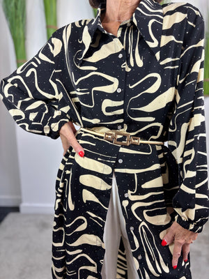 Roslin Top in Black and beige