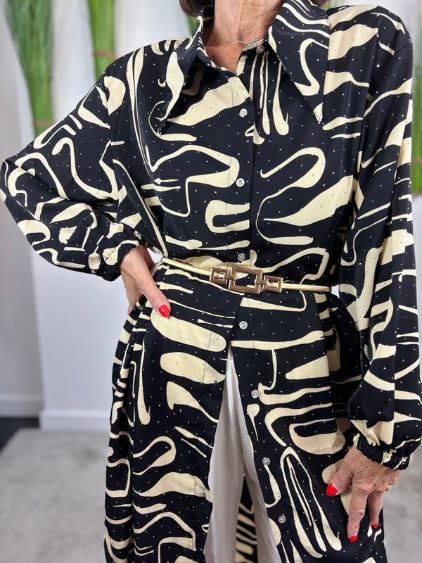 Roslin Top in Black and beige