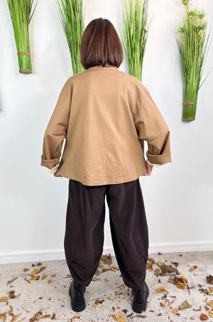 Serene quirky waterfall jacket in camel