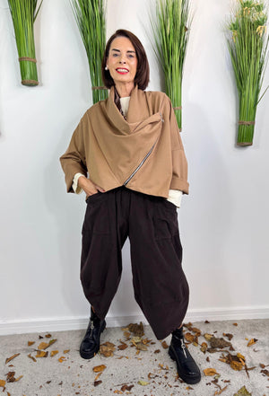 Serene quirky waterfall jacket in camel