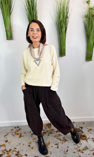 Manhattan Necklace in Silver/ beige