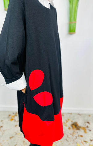 Elio Dress in Black and red