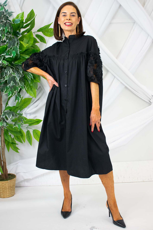 Luxury Gisele Lace Dress in Black