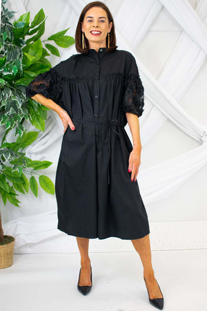 Luxury Gisele Lace Dress in Black