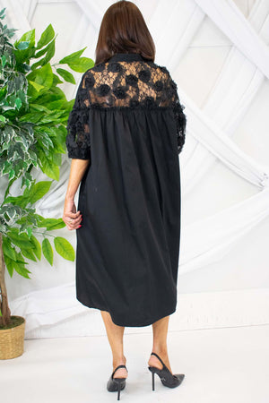 Luxury Gisele Lace Dress in Black