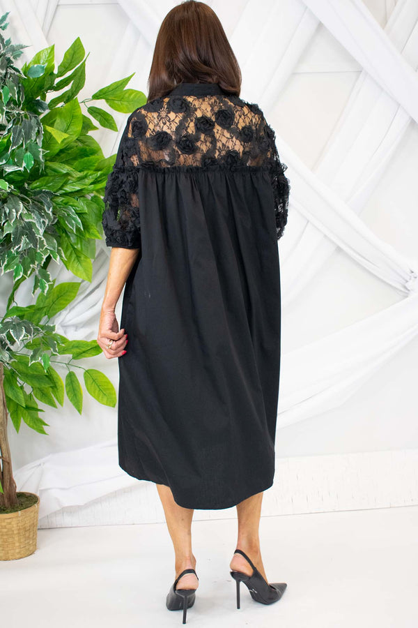 Luxury Gisele Lace Dress in Black