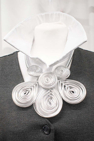 Statement Petal Twisted Wire Necklace in Silver