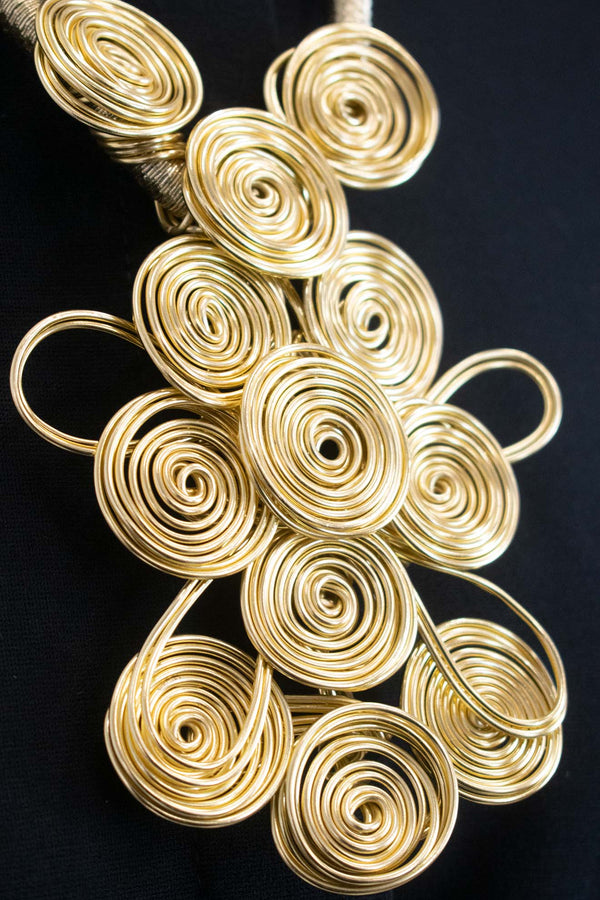 Statement Longline Twisted Wire Necklace in Gold