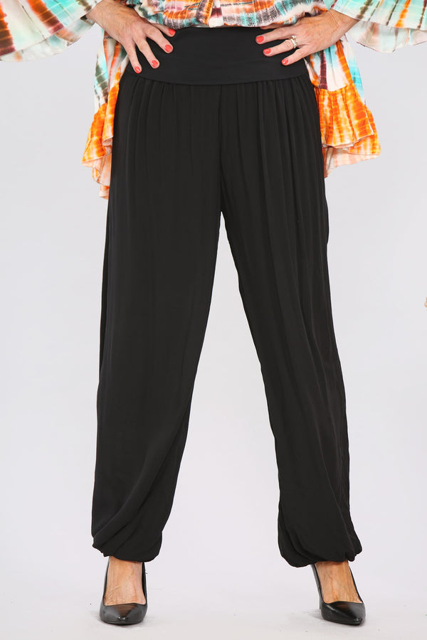 Black Silky High Waisted  palazzo leg trousers