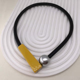 Pearl Magnetic Fastening Yellow Rubber Necklace