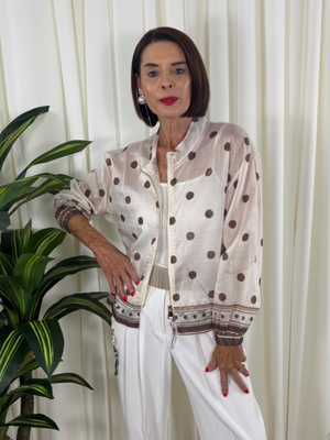 Rhona Jacket in Beige with Chocolate Spots