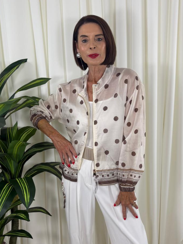 Rhona Jacket in Beige with Chocolate Spots
