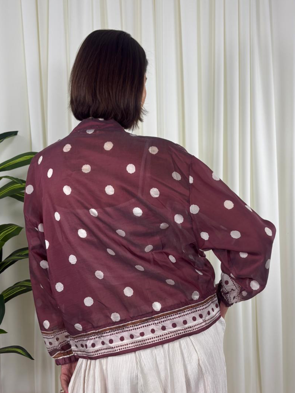 Rhona Jacket in Mulbery with Beige Spots