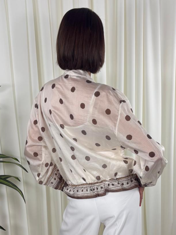 Rhona Jacket in Beige with Chocolate Spots
