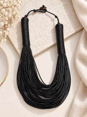 Mila Layered Statement Necklace in Black