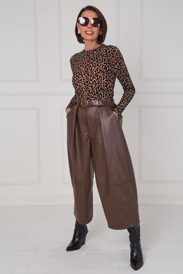 madison PU trousers in chocolate