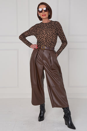 madison PU trousers in chocolate
