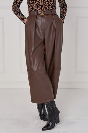 madison PU trousers in chocolate