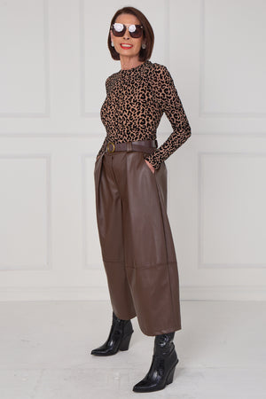 madison PU trousers in chocolate