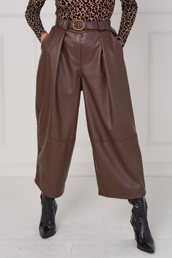 madison PU trousers in chocolate