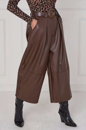 madison PU trousers in chocolate