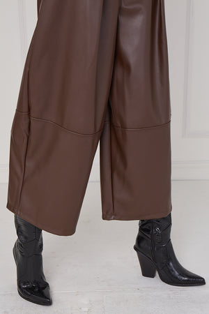 madison PU trousers in chocolate