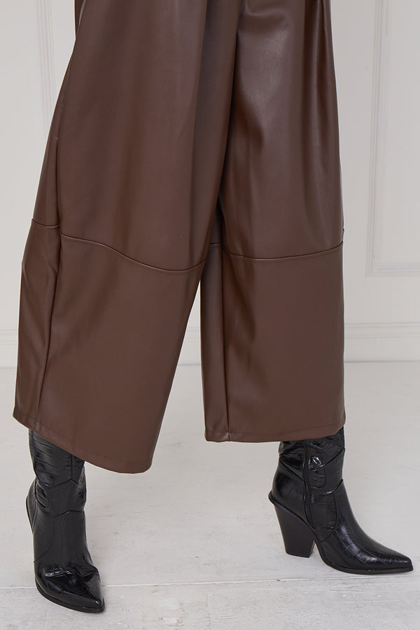 madison PU trousers in chocolate