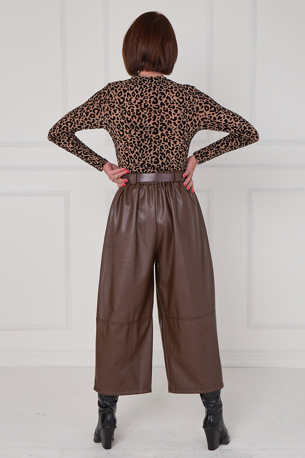 madison PU trousers in chocolate
