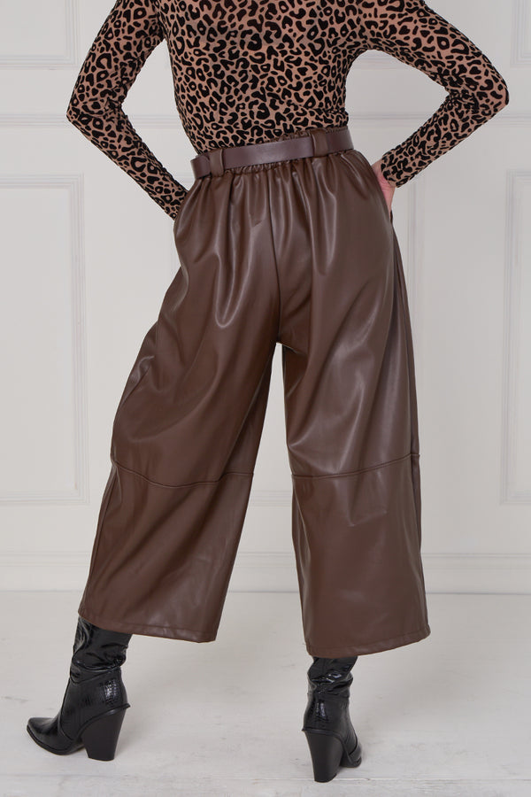 madison PU trousers in chocolate