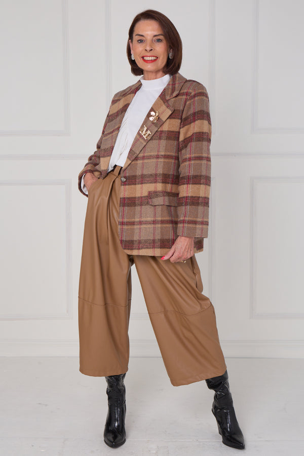 Madison Jacket in camel and chocolate