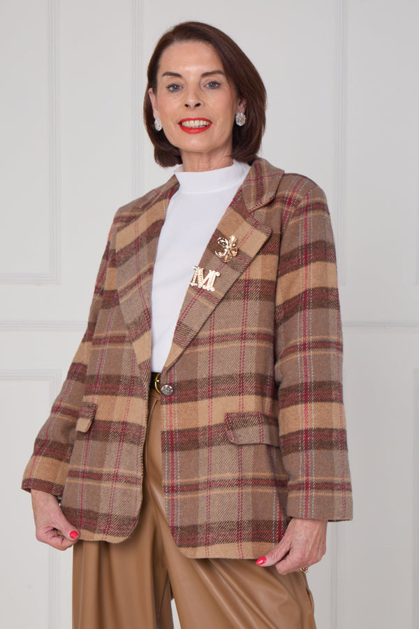Madison Jacket in camel and chocolate