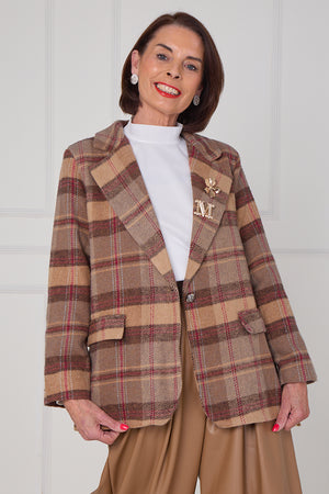Madison Jacket in camel and chocolate