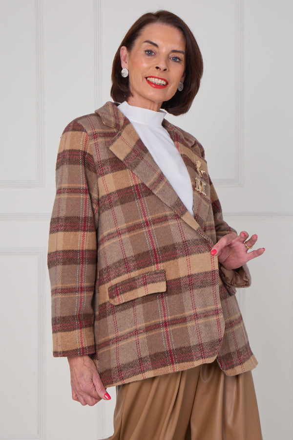 Madison Jacket in camel and chocolate