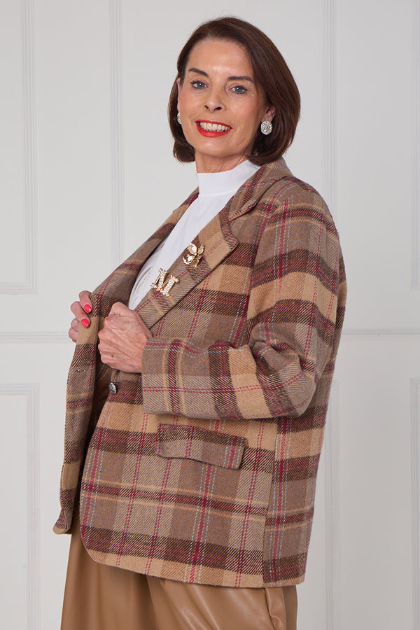 Madison Jacket in camel and chocolate