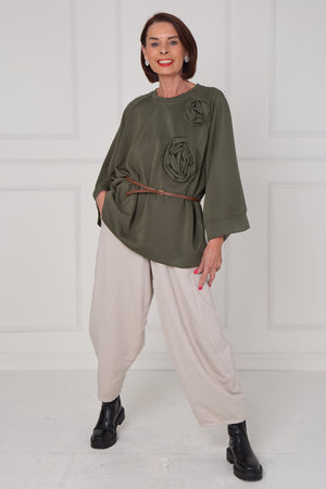 Dora oplay flower top in sage green