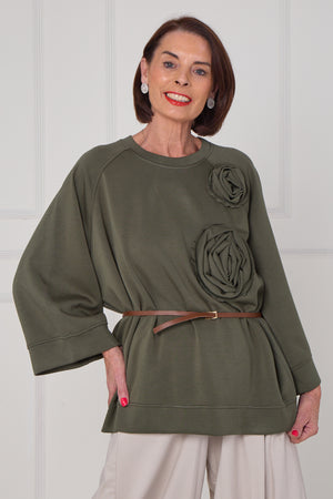 Dora oplay flower top in sage green