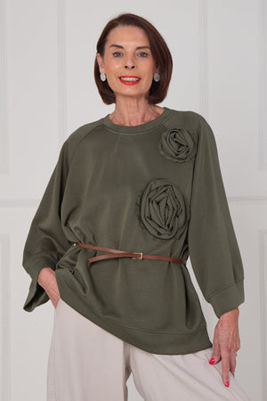 Dora oplay flower top in sage green
