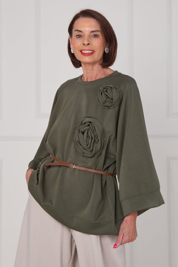 Dora oplay flower top in sage green