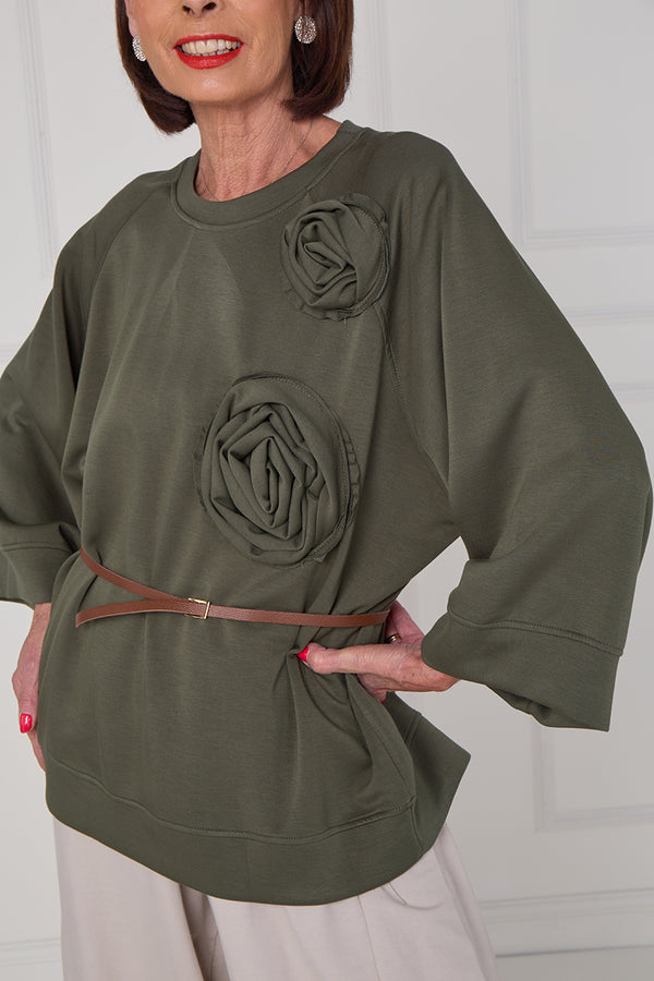 Dora oplay flower top in sage green