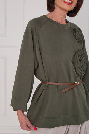 Dora oplay flower top in sage green