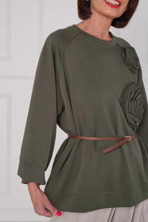 Dora oplay flower top in sage green