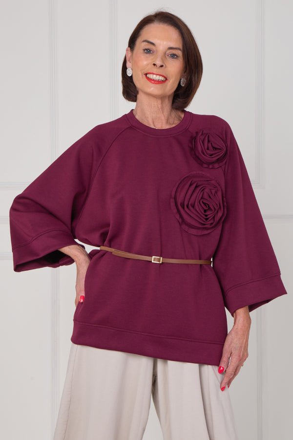 Dora oplay flower top in mulberry